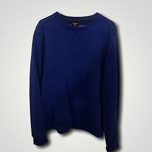 Navy Blue Casual Plain Everyday Crewneck